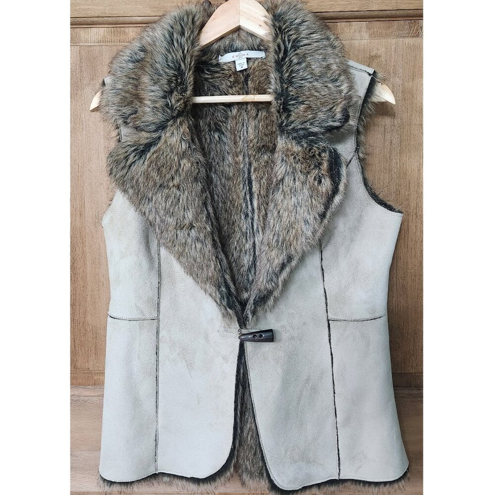 Med FEVER Faux Suede and Fur Vest NWOT